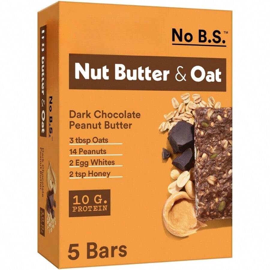 Nut Butter And Oat GlutenFree Dark Chocolate Peanut Butter Chewy Protein Bars GlutenFree ReadytoEat Protein Snacks 9.7 Oz 5 Count - 1 - View 1