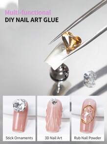 RS NAIL Gel de uñas con piedras de rhinestones RSNAIL. Gel de uñas súper fuerte para decoraciones. Accesorio de uñas 3D con brillo. Adhesivo para gemas y joyas de arte de uñas. Necesita ser curado con luz UV/LED