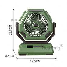 NetHong USB Rechargeable Battery Powered Tent Fan Portable Camping Fan With LED Lantern - Green - View 10