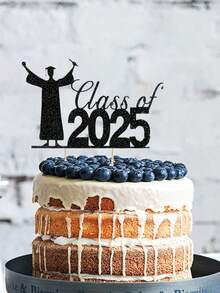 Cake Topper Congrats Grad 2025Graduation Party Cake Decorations Graduation Cake Topper,Theme Graduate Party Cake Decorations Black For Senior Graduation Party Decorations - Black Glitter - Multicolor - View 3
