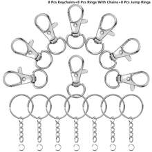 24/45pcs Rotating Spring Hooks Set, Detachable Keychain With Chain And Jump Ring, Bulk, Suitable For Keychains, Lanyards, DIY Crafts, Durable Material, Suitable For Home Use