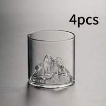 4 pièces Tasse à whisky inspirée de la montagne, en verre borosilicaté transparent durable et facile à nettoyer, sans assemblage requis