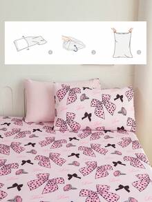 1 pieza Funda de almohada con estampado de lazo color rosa pálido, tela suave, apta para ropa de cama del hogar, dormitorio escolar, cojín de sofá, almohada de coche, para todas las estaciones, certificada Oeko-Tex - Multicolor - Ver 4