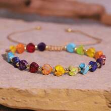 قطعة واحدة من الأساور البوهيمية المصنوعة من الأحجار الكريمة الطبيعية الملونة بنمط حب الإمبراطور قابلة للضفر وقابلة للتعديل، هدية مجوهرات راقية للنساء في عيد الحب