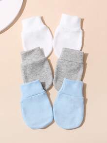3 Pairs Newborn Anti-Scratch Mittens - Multicolor - View 3