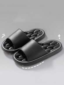 1 Pair Bathroom Anti-Slip Slippers, Waterproof Indoor Hotel Massage Non-Slip Odor-Resistant Home Slippers, EVA Material Back To School