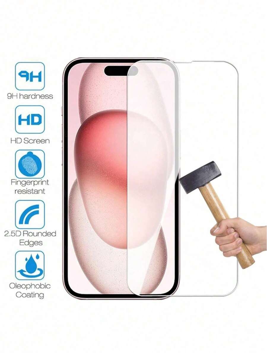9H Hardness Tempered Glass Compatible With Apple 16 15 14 Plus 13 12 Mini 11 Pro Max Screen Protector Phone X XR XS Max Protective Film Gift For Birthday, Family, Friends Phone Screen Protector, Phone Accessories Waterproof Shockproof Anti-Fall Anti-Fall Scratch Resistant Anti-Fingerprint Full Cover - Clear - View 1
