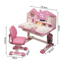 Kids Desk & Chair Set With Bookshelf - Adjustable Height, Fun Animal Prints, Easy Assembly For Ages 3-12 - Pink - View 12