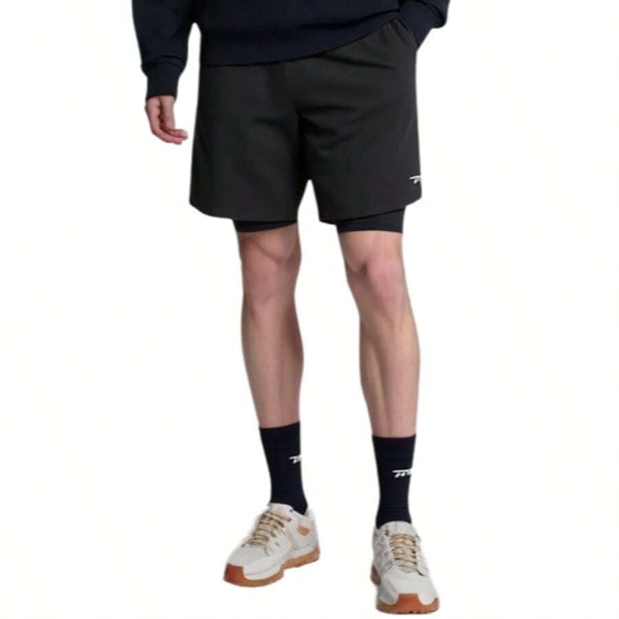 Reebok Men's Sports Shorts Easy To Match Elastic Waist Breathable Outdoor Training Casual HI0058 - 黑色 - 查看 1