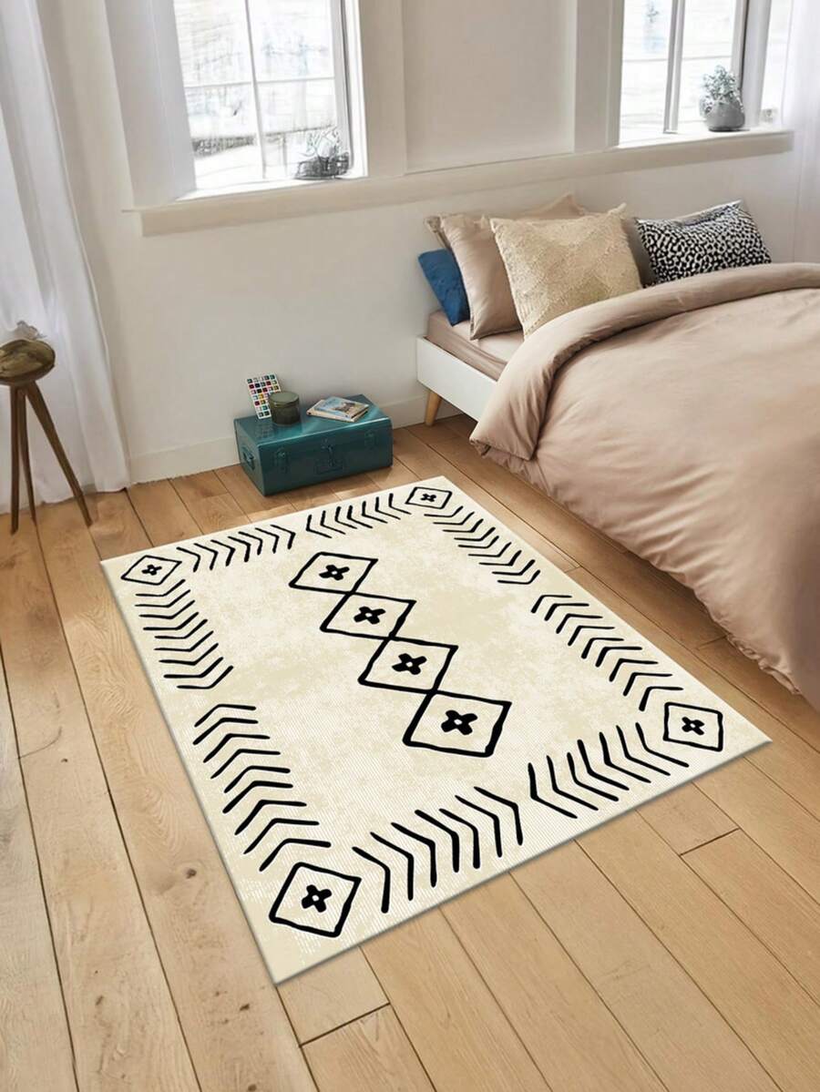 1pc Modern Turkish Carpet, Pattern Area Rug, Minimalist Elegant Carpet, Multi-Purpose Stylish Creative Home Decor Rug, Living Room, Bedroom, Entryway, Kitchen, Bathroom, Home Office - Grey - View 1