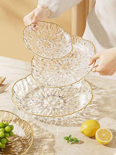 Prato de frutas com sala de estar altamente atraente Prato de frutas secas com padrão de geleira Prato de frutas Mesa de jantar Prato de osso Prato de lanches para bolo