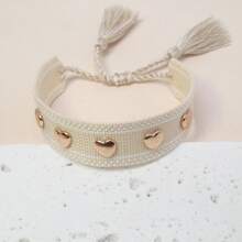 1 Stück handgemachtes Boho Makramee-Armband mit Herz und Quasten, verstellbar, geeignet für Freunde, Familie, Studenten, Feiertagsgeschenke, Party, Reisen, Hochzeitsbekleidung