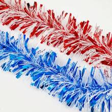 2pcs (157.48 Inch) Red/Blue Patriotic Decorative Party Streamers, Lightweight Metallic Ribbon For Independence Day Decor, Doorways, Stairs