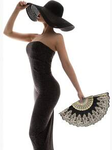 Classic Retro Women Handheld Tasseled Folding Fan, Suitable For Keeping Cool In Summer And Decorating For Parties, Dances, Weddings, Can Also Be Given As Holiday Gifts - Multicolor - View 3