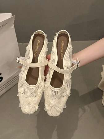 2025 New Sweet Fairy Style Net Fabric Breathable Strap Flats, Round Toe Soft Bottom Loafers For Women
