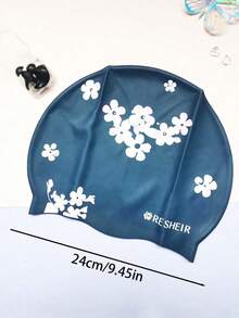 2 قطعة قبعات سباحة سيليكون للكبار بطباعة أزياء مكبرة مقاومة للماء، قبعات سباحة مطاطية للنساء واكسسوارات السباحة - متعدد الألوان - مشاهدة 5