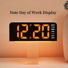 [Reloj con luz ambiente] Reloj digital de pantalla grande de 12/24 horas con fuente LED, que muestra sincrónicamente la temperatura, fecha y día de la semana, doble alarma, 3 niveles de brillo, alimentado por USB, de material plástico, adecuado para dormitorio u oficina. Reloj digital para decoración de habitación, reloj despertador para dormitorio, decoración para dormitorio, decoración para dormitorio universitario, de vuelta a la escuela, decoración escolar, sorpresa escolar