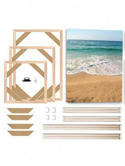 1Set Wooden Canvas Frame Pine Stretcher Picture DIY Bars Kit For 30x40cm 40x60cm 50x70cm Canvas Diamond Painting Gallery Wrap Oil Painting Mounting Stretcher Strips Wall Art Decor No Canvas (Canvas Must Larger Than Frame)