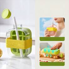 Ice Water Cup With Straw: Ice Cube Cup - No Need To Share Ice Cubes With Others. Just Press To Remove The Ice Cubes. Perfect For Families And Pool Parties. It Can Enable You To Enjoy Summer Frozen Beverages Better. Household Ice-Making Molds.