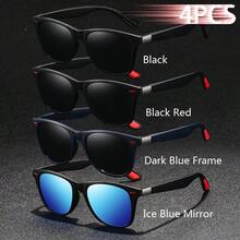 4 件装时尚复古方形中性时尚眼镜男士女士奢侈品牌设计师时尚眼镜时尚热带海滩度假夏季粉彩矩形眼镜闪亮材质优雅美学度假装扮男士经典驾驶钓鱼旅行购物户外运动旅游露营登山休闲护目镜复古旅行司机时尚眼镜男女眼镜