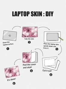1 件粉紅色花卉圖案筆記型電腦 Diy 皮膚貼紙適用於 15 吋筆記本 - 彩色 - 查看 3