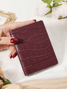 Burgundy Bag Charry Red Bag Wine Red Bag, Burgundy Purse With Crocodile & Stone Texture And 4 Card Slots - High-Quality Leather Women's Wallet With Multiple Card Slots, Photo ID Window, And Durable Scratch-Resistant Hardware - Burgundy - View 7