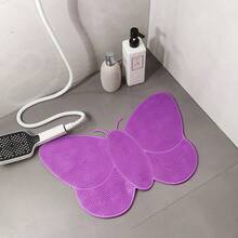 Tapete Box Para Banheiro Em Formato De borboleta 3D , Massagem Pé ,secagem rápida e antiderrapante - Roxo - Visão 3