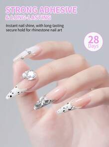 RS NAIL Gel de uñas con piedras de rhinestones RSNAIL. Gel de uñas súper fuerte para decoraciones. Accesorio de uñas 3D con brillo. Adhesivo para gemas y joyas de arte de uñas. Necesita ser curado con luz UV/LED