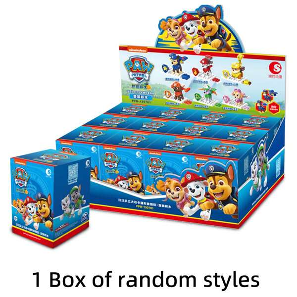 Spin Master Caja ciega de bloques de construcción de Paw Patrol - Juguetes de figuras transformables en ladrillos para niños y niños, caja ciega de juguetes de Paw Patrol, figuras de acción de Paw Patrol, entrega aleatoria de una caja