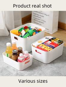 1 pieza Con un contorno blanco puro que resalta la estética minimalista, recupera la pureza del almacenamiento. Su tamaño compacto no ocupa mucho espacio y es muy práctico para organizar artículos como cosas diversas, cosméticos y artículos de papelería. Baño - Multicolor - Ver 3