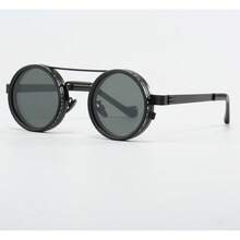 1pc Steampunk Style Rotating Lens Polarized Glasses - Adjustable Brightness 49mm, Alloy Frame, Black Frame With Grey Lens, Suitable For Masquerade Balls And Fashion Accessories, Fashion Statement Glasses | Steampunk Glasses | Alloy Frame Glasses For Summer Beach Vacation,Outdoor,Travel - Black - View 6