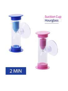 1pcs2-Minute Unbreakable Sand Timer, With Suction Cup - Rotatable Plastic Mini Clock, Suitable For Toothbrushes, Classrooms And Games, No Electricity Required, Classroom Timer | Vivid Design | Durable Plastic