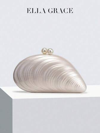ELLA GRACE-Exquisite Bags With Shell-Inspired Designs - Distinctive Textures. Adorned With Two Pearls On Top, Stylish And Colorful - Ideal For Formal Dresses And Occasions, Also Great As Gifts For Parties, Weddings, Valentine's Day, Year-End Parties, Elegant Shell Bag,Perfect For Parties, Dinners & Banquets, Matches Wedding Dresses, Formal Wear, Prom Gowns, Birthday Outfits & Women's Party Attire