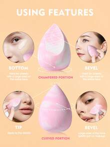 4PCS Professional Makeup Sponge Set For Cream & Powder | Multi-Shape Makeup Sponges (Teardrop/Flat) | Silicone-Free, Non-Absorbent Makeup Sponge | Loose Powder, Liquid & Concealer Applicator | Travel-Friendly & Easy To Clean - Multicolor - View 4