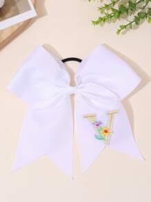 1 pieza Diadema con flores de tela bordadas y letras A-Z del abecedario en blanco, accesorios de moda para el cabello, regalo ideal para mejores amigas para uso diario y fiestas