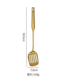6pcs/Set 304 Stainless Steel Gold Kitchen Utensils Set, Including Spatula, Skimmer, Rice Paddle, Soup Ladle, Pasta Server, Home Cooking Tools