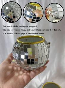 قطعة واحدة كرة مرقصة فضية بحجم 4 / 6 / 8 بوصة مع سلاسل ، صنع يدوي من سطح مرآة زجاجية، مناسبة للحديقة الخارجية والمكتب والمنزل ، تشكيلة ديكورية