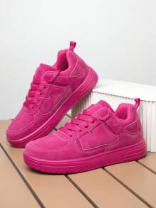 Women's Simple Patchwork Comfortable Khaki Flat Casual Shoes, Personalized Fashion Business Lace-Up Skateboard Sneakers
