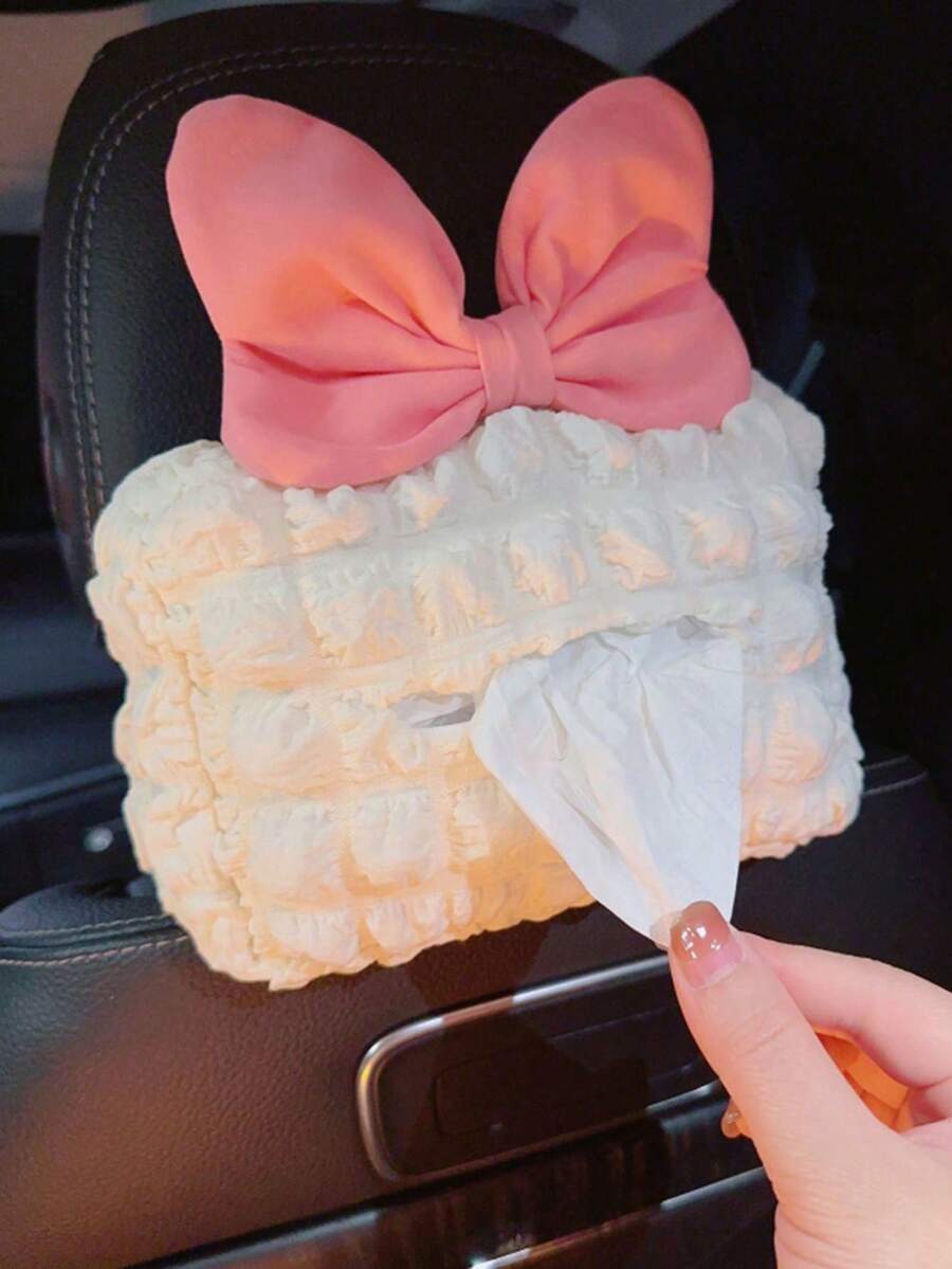 1 件装汽车纸巾盒蝴蝶结汽车纸巾盒汽车内饰用品 - 均碼 - 查看 1