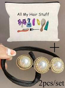 2/1pc Elegant Pearl Hair Curler, Pearl Decorated Hair Tie - Chic Bracelets And, Suitable For Teenagers And Adults, Fashionable Faux Pearl, Suitable For Women And Girls, Create Fluffy Buns, The Number Of Pearls Is Not Fixed (1 Piece Minimum) Hair Ties Ponytail Holders Hair Elastics Hair Rubber Bands Scrunchies Hair Rope Elastic Hair Tie, Hair Bobbles ,Head Piece