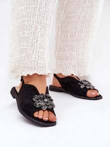 Sandalias de mujer con tacón plano y decoración S.Barski KV27-001