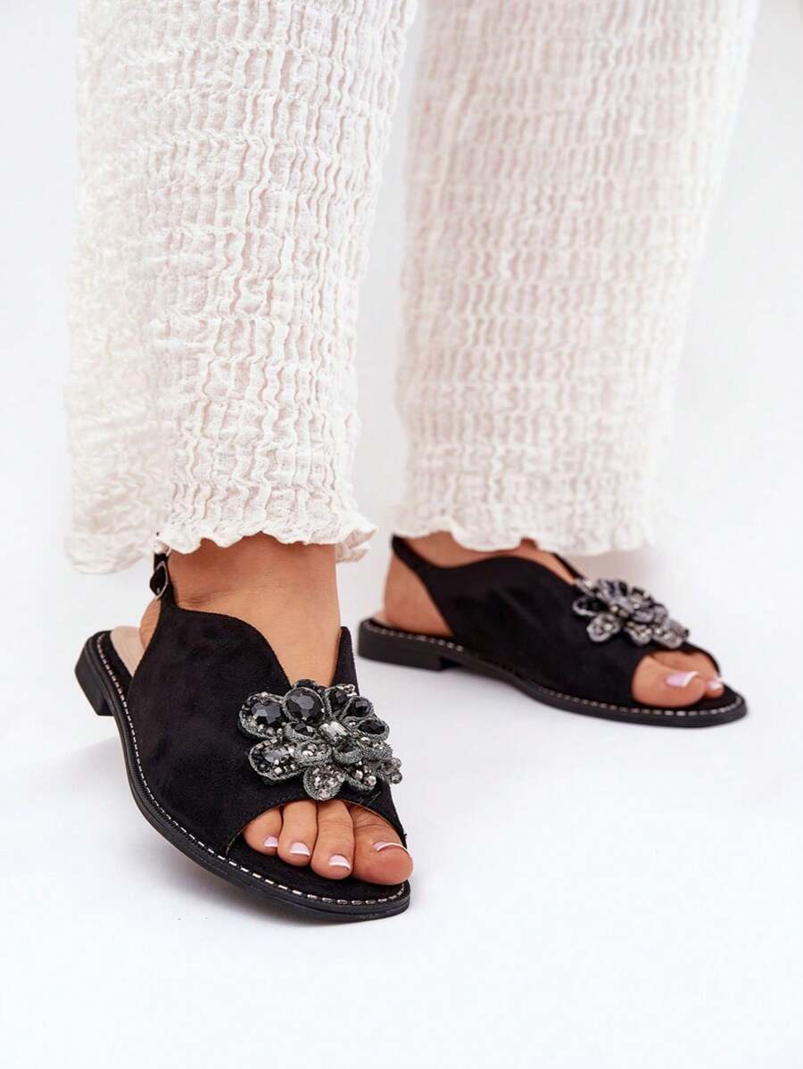 Sandalias de mujer con tacón plano y decoración S.Barski KV27-001