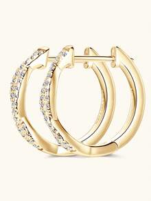 XUJIA 1 Pair Moissanite Earrings, 925 Sterling Silver Fashion Hoop Earrings, 1mm Round Cut Moissanite, Twisted Infinity Symbol, 925 Silver Earrings, Party Birthday Jewelry Gift - EMO-428 - View 8