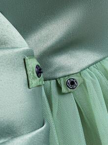 Vestido de princesa con pétalos de flores de cuento de hadas, vestido largo maxi para preadolescentes y niñas, adecuado para actuaciones en el escenario, atuendo de anfitriona - Verde - Ver 10