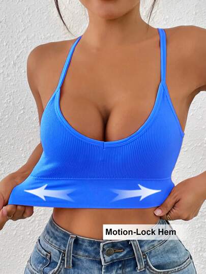 LianShengFa 1pc Backless Crisscross Strap High Elastic Wirefree Everyday Bra, Medium Impact Sports Seamless Racerback Yoga Breathable Com Tafel view 6