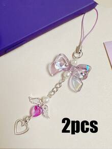1/2 件粉色蝴蝶结心形星形钥匙扣或手机挂件，彩色串珠手机挂件钥匙扣，甜美女孩千禧风格，适合日常佩戴或约会，是送给母亲、爱人、朋友或任何节日或生日的完美礼物 - 彩色 - 查看 19