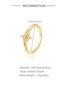1 pièce Bague de fiançailles en argent sterling 925 à motif étoile octogonale, bandes éternité en cubic zirconia cubique, bague de mariage promesse pour femmes