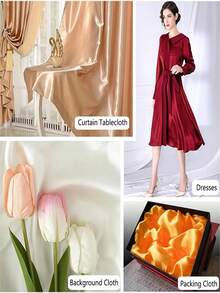 1 件闪亮高密度薄纱面料，适用于 DIY 婚纱，水晶缎面欧根纱面料 - 彩色 - 查看 6