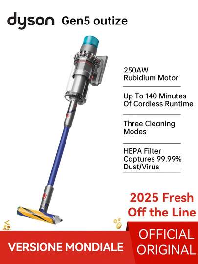 Dyson Gen5 Outsize Cordless Vacuum W/ Gyro Dynamo™ 250AW | 140min Power Cycle, Hospital Grade™ Allergen Lock Filtration & Auto Mode Switching" (100-240V)​