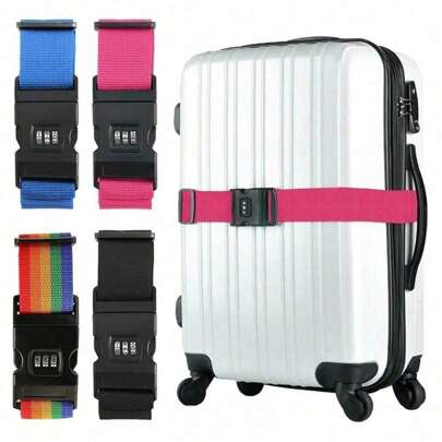 1pc Adjustable Rainbow Luggage Belt, Wide Travel Belt, Password Luggage Belt, Suitable For Various Sizes Of Luggage, Luggage Accessories, Luggage Binding Belt, Essential For Travel Vacation Travel Accessories Summer Travel Essentials Bag For School School Accessories School Stuff
